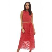 AX Paris Sleeveless Lace Midi Dress Coral