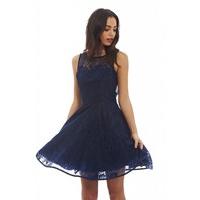 AX Paris All-Over Lace Skater Dress Navy