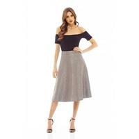 ax paris textured midi skater skirt pewter