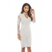 ax paris choker lace midi dress grey