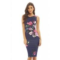 AX Paris Cropped Overlay Floral Bodycon Dress Navy