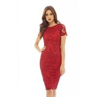 ax paris crochet lace midi dress red