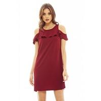 AX Paris Frill Detail Swing Dress Wine