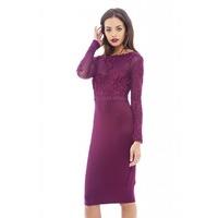 AX Paris Crochet Mesh Top Bodycon Dress Purple