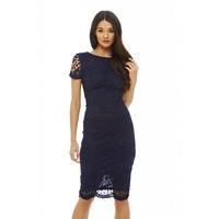 AX Paris Crochet Lace Midi Dress Navy