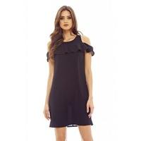 ax paris frill detail swing dress black