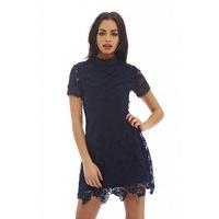 AX Paris High Necked Lace Dress Navy