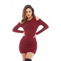 AX Paris Cold Shoulder Mini Dress Wine