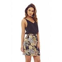 AX Paris 2 In 1 Metallic Floral Dress Black