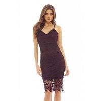 ax paris v neck crochet midi dress plum