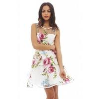 AX Paris Floral Skater Dress White