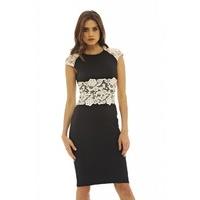 AX Paris Contrast Crochet Midi Dress Black