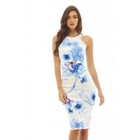 AX Paris Floral Ink Printed Midi Dress White