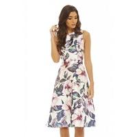 AX Paris Floral Printed Midi Skater Dress Purple