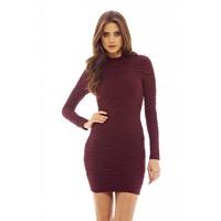 ax paris long sleeved bodycon dress wine