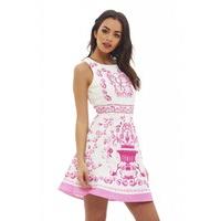 ax paris baroque printed skater dress pink