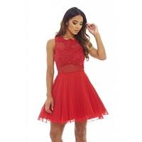 AX Paris Crochet Lace Skater Dress Red