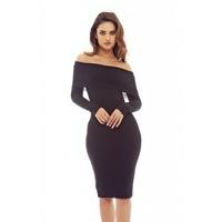 AX Paris Knitted Off Shoulder Bodycon Dress Black