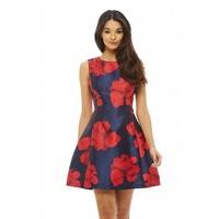 AX Paris Floral Skater Dress Navy