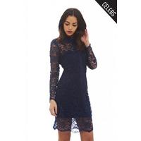 AX Paris Lace Shirt Dress Navy