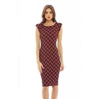 AX Paris Printed Capped Sleeve Midi Rust