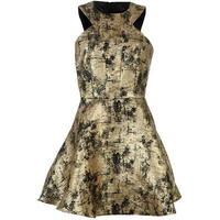 AX Paris Gold Jacquard Dress