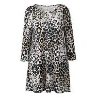AX Paris Grey Leopard Print Swing Dress