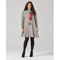 AX Paris Grey Embroidered Swing Dress