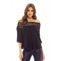 ax paris boho top with lace detail black