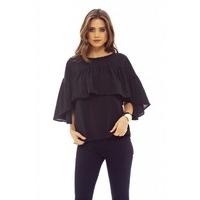 AX Paris Ruffle Chiffon Top Black