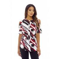 AX Paris Cold Shoulder Printed Top Multi