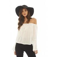 ax paris off the shoulder boho top white