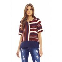 ax paris striped short sleeve top multi