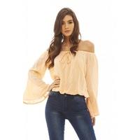 AX Paris Off The Shoulder Boho Top Blush