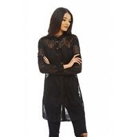 AX Paris Long Sleeve Lace Shirt Dress Black