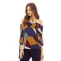 ax paris patchwork off shoulder top multi