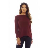 ax paris split back lace knitted top wine