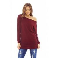 ax paris off shoulder knitted top wine