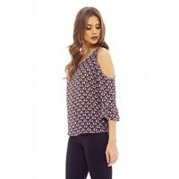 AX Paris Printed Cut Out Shoulder Top Multi