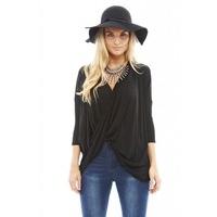 AX Paris Knitted Wrap Front Top Black