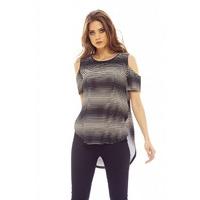 AX Paris Striped Cold Shoulder Top Multi