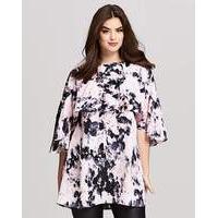 ax paris print ruffle front blouse