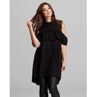 AX PARIS CURVE RUFFLE FRONT TUNIC