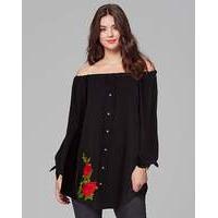 AX Paris Embroidered Bardot Blouse