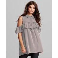 AX Paris Cold Shoulder Ruffle Blouse