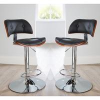 Aylesbury Bar Stool In Black PU And Walnut In A Pair