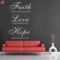 AYA DIY Wall Stickers Wall Decals, Faith Hope Love English Words Quotes PVC Wall Stickers