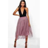 Aya Tulle Full Midi Skirt - mauve