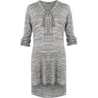 Aya Tied Neck Midi Dress - Grey