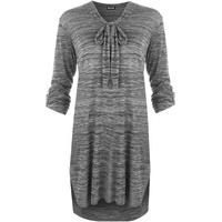 aya tied neck midi dress dark grey